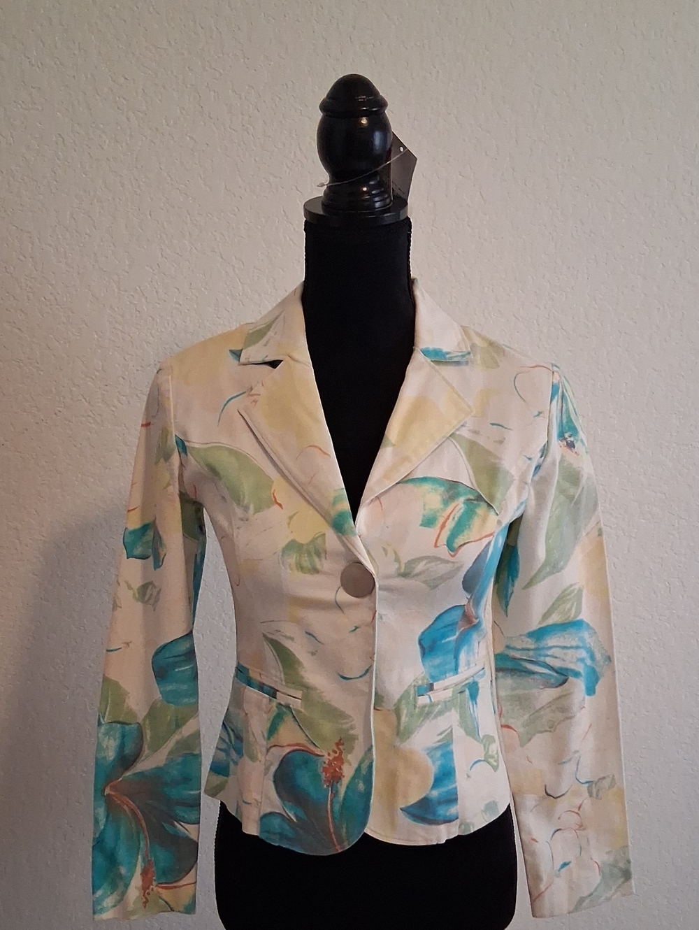 kenzie Cream Blazer with Teal & Sage Watercolor Floral Print